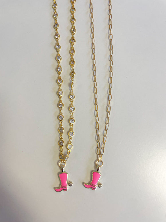 Pink Boot Necklace
