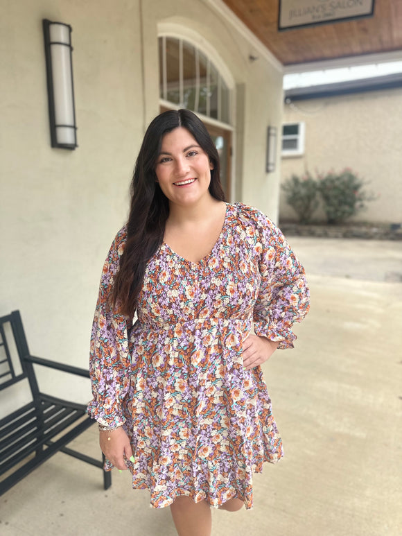 Brown Mix Floral Dress