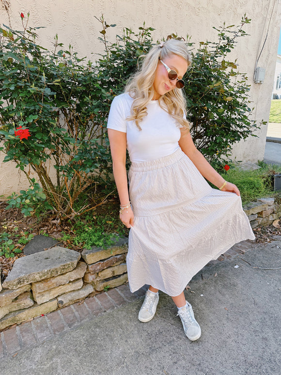 Tiered Gingham Skirt