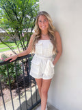 White romper with pockets