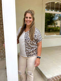 Leopard Color Block Top