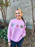 Pink Sequin Ornament Sweater