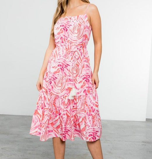 Abstract Print Tiered Dress
