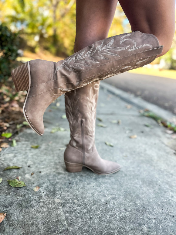 Tall Nude Suede Boots