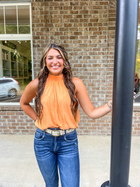 Orange turtle neck tank