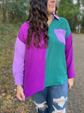 Purple Mix Color Block Top