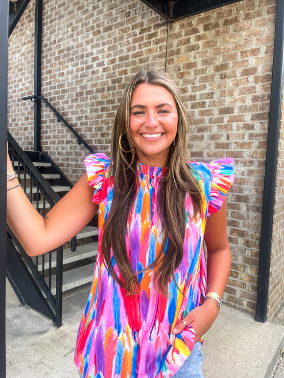 Feather Print Blouse