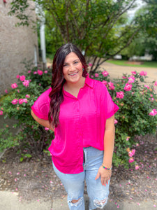 Hot Pink Button Down Blouse