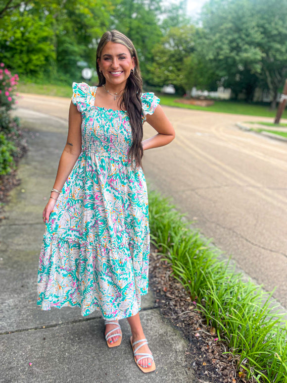 Emerald Butterfly Maxi Dress