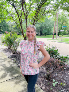 Short sleeve ruffle blouse