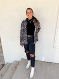 Zebra Print Button Up Top