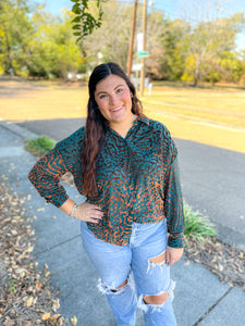 Hunter Green Velvet Button Down