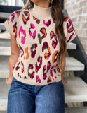 Taupe Leopard Sweater Vest