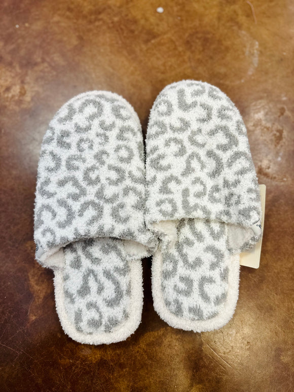 Gray Leopard House Shoes