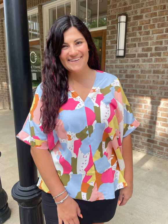 Fuchsia Mix Printed Blouse