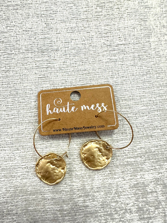 Matte Gold Flat Disc Hoops