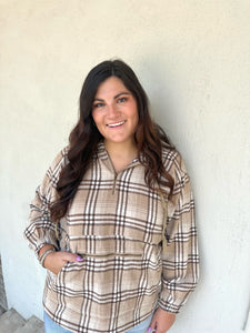Taupe Plaid Hoodie