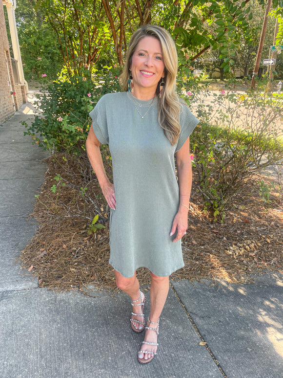 Green Ribbed Dress