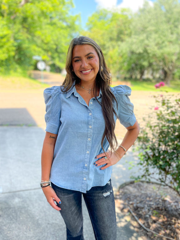 Light Blue Denim Top