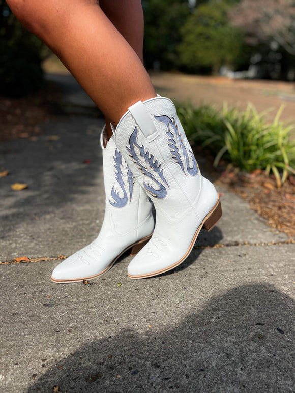White/ Blue Boots