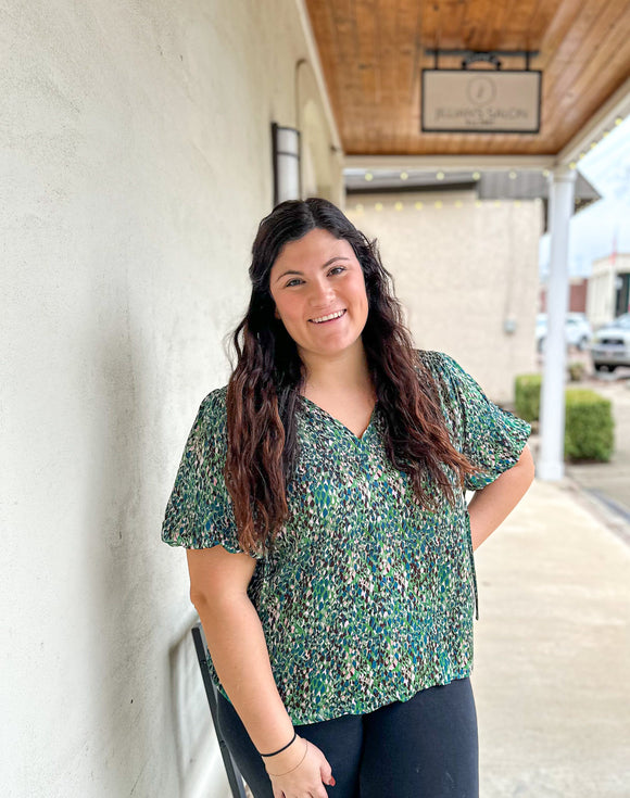 Kelly Green Pattern Top