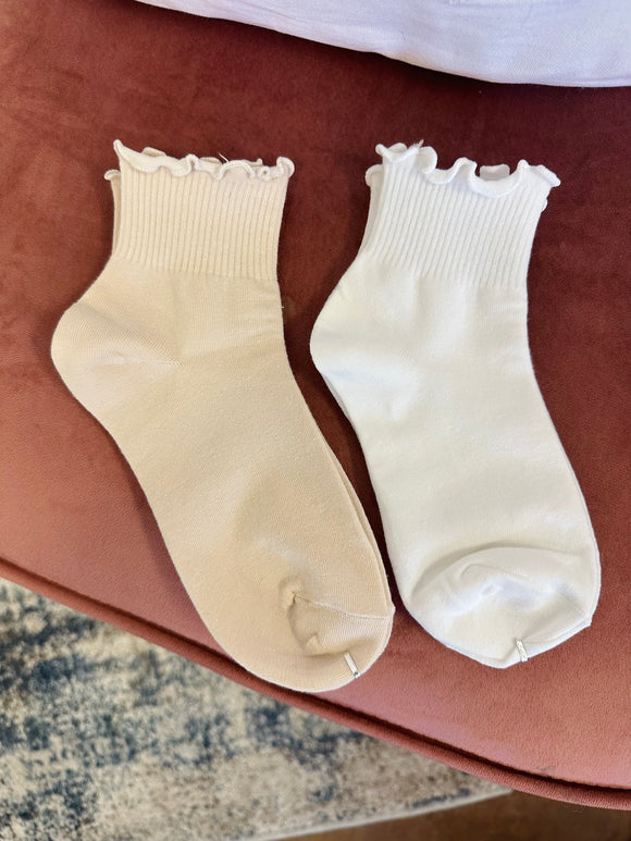 Solid Ruffle Ankle Socks