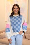 Checkered denim top