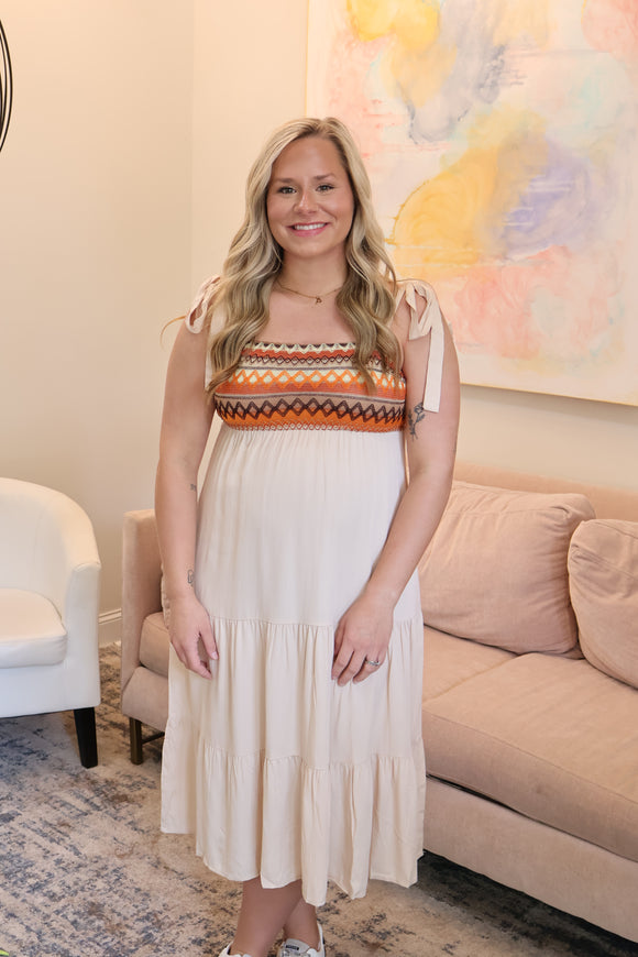 Apricot Bohemian Tie Strap Dress