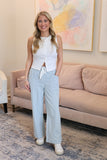 Stripe drawstring jeans