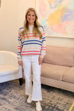 Khaki Stripe, Eyelet Pattern Sweater