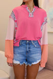 Plaid Patchwork Color-Block Top