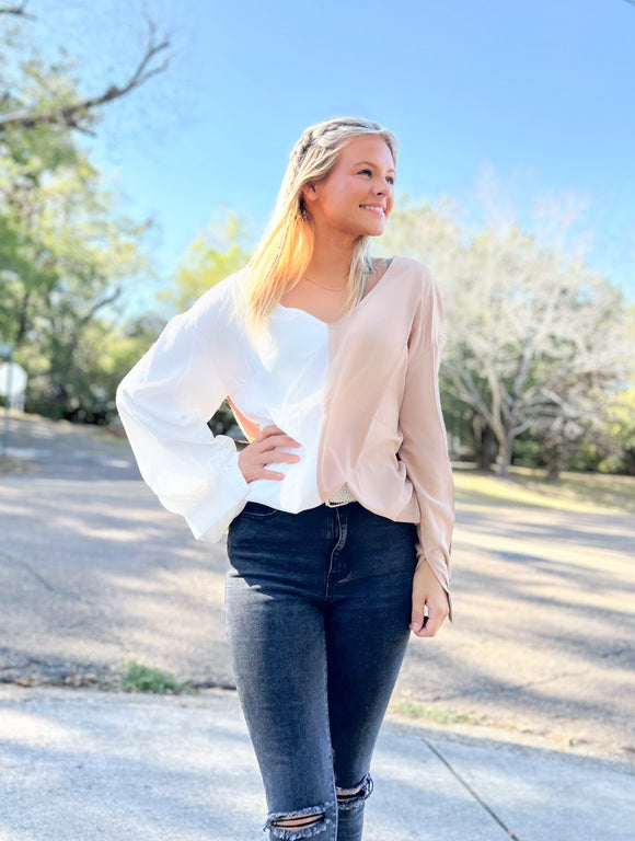 Color Block Long Sleeve Top