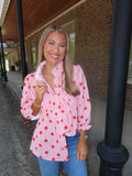 Red Stripe Polka Dot Top