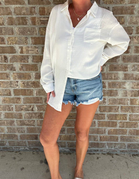 Lightweight Crinkle Button-up