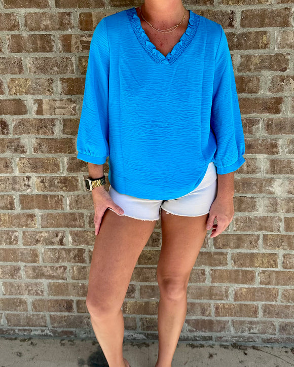 Coastal Ruched Neck Top