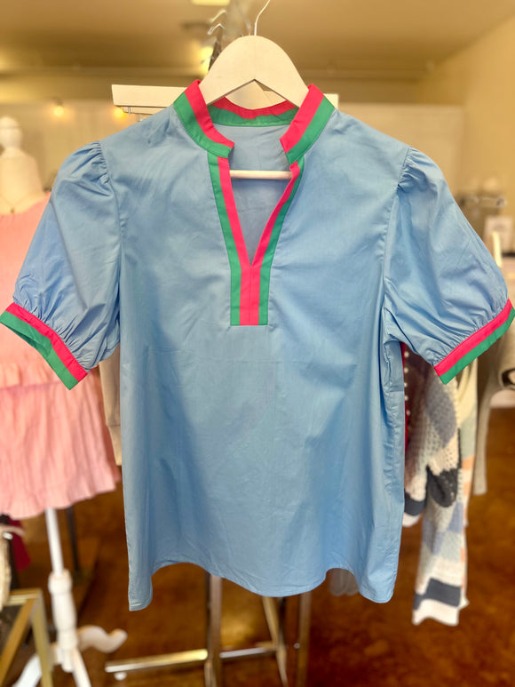 Bashfully Blue V Neck