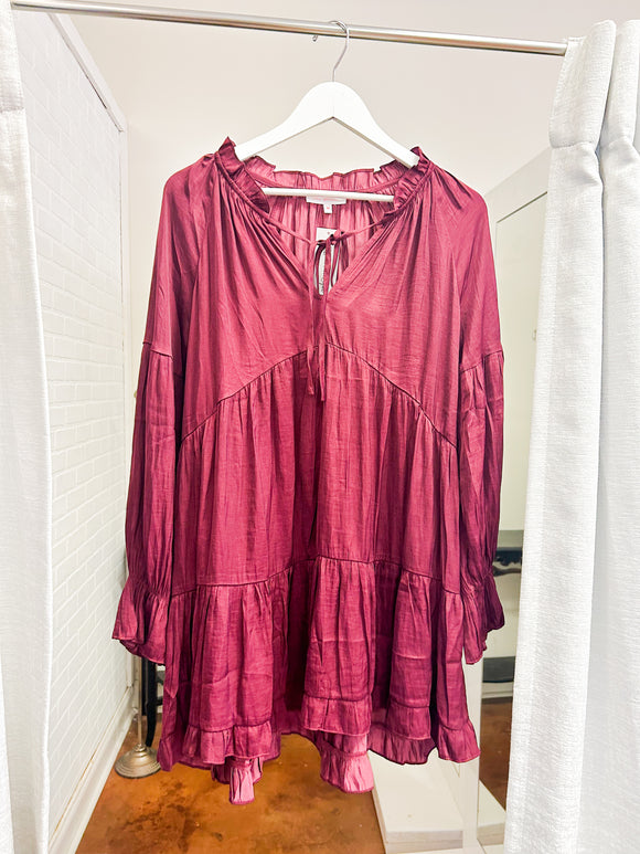 Dark Wine Tiered Dress