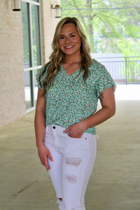 Green Mix Floral Blouse