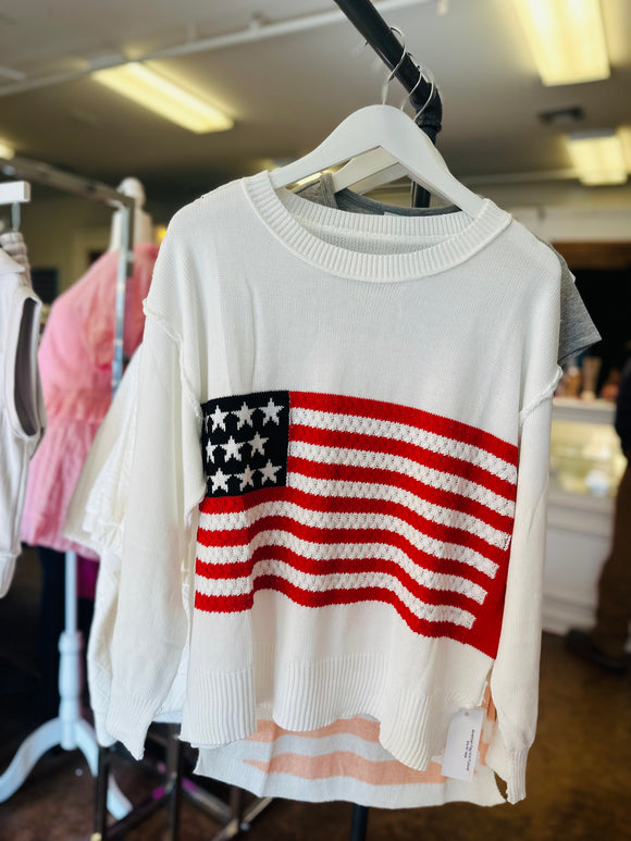 American Flag Knit Pullover