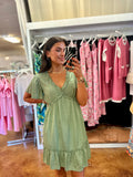 Olive Green Dotted Dress