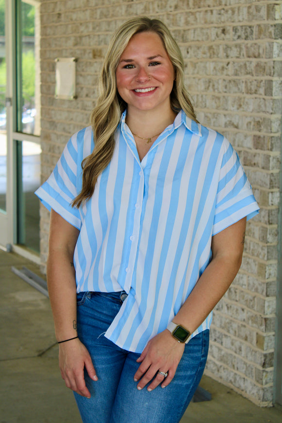 Blue & White Striped Blouse