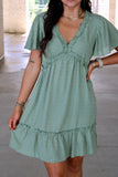 Olive Green Dotted Dress