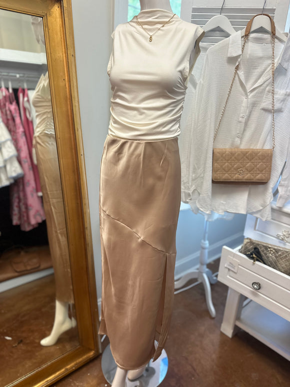 Go-To Gold Satin Skirt