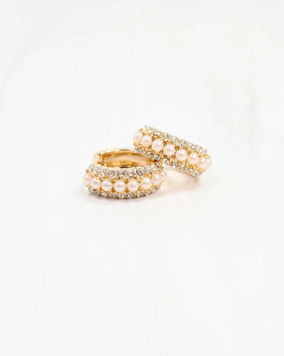 Ritz Pearl & Pave Gold Hoop