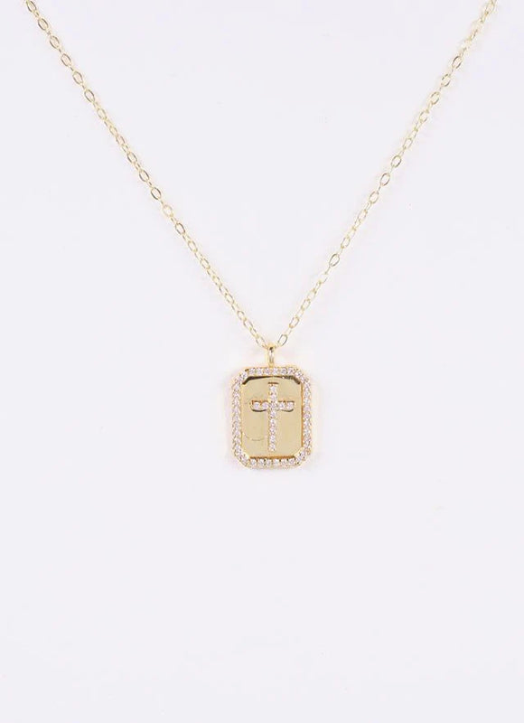 Captiva CZ Cross Plate Necklace