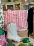 Striped Vinyl Tote Bag