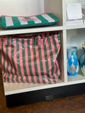 Striped Vinyl Tote Bag