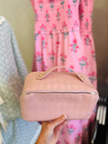Diamond Leather Flat Cosmetic Bag
