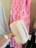 Diamond Leather Flat Cosmetic Bag