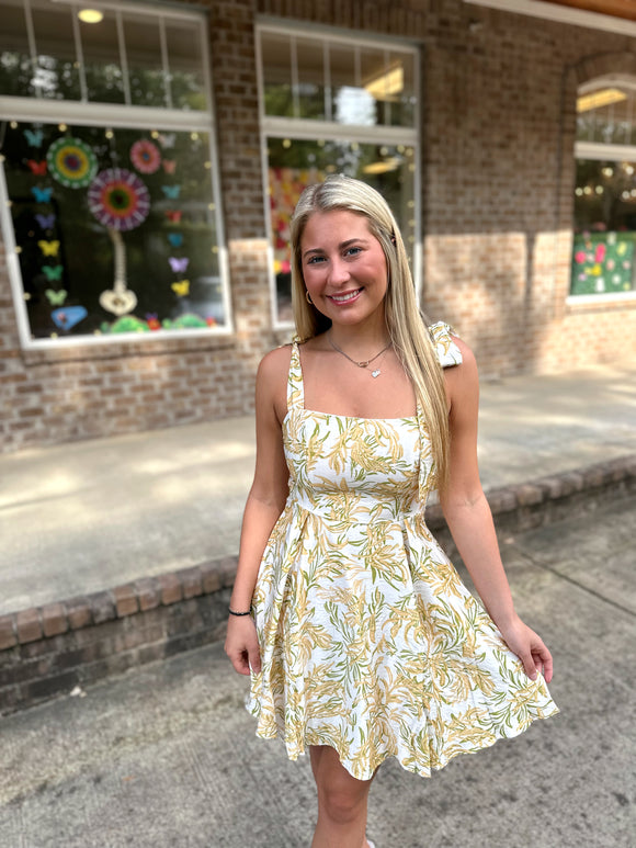 Yellow Floral Short Dress